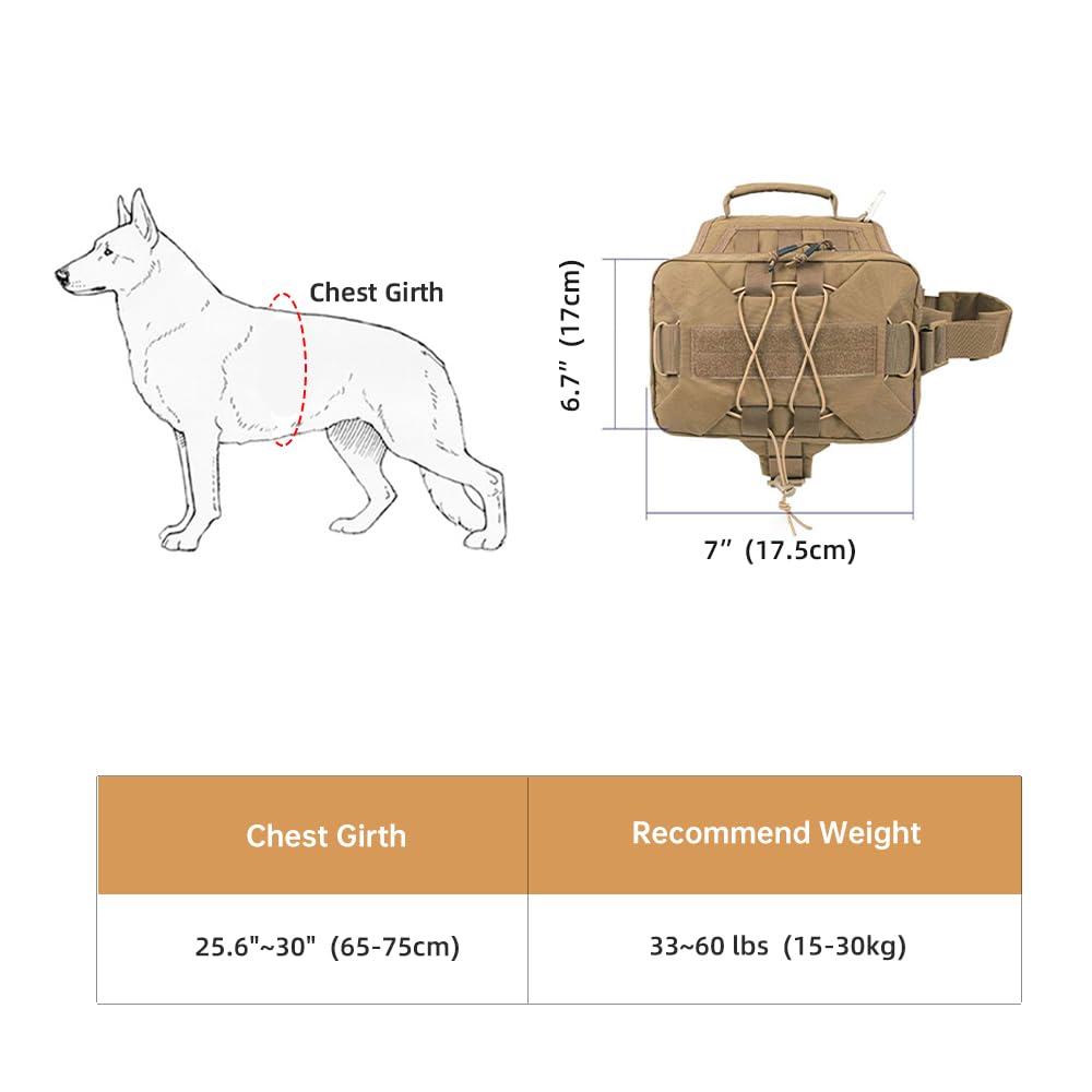 Excellent Elite Spanker Dog Pack Hound Dog Saddle Bag Backpack For Travel Camping Hiking Medium & Large Dog With 2 Capacious Side Pockets(Rgn)