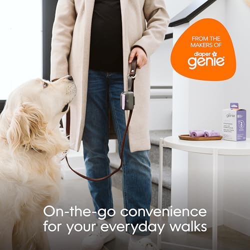 Pet Genie - On-The-Go Dog Poop Bag Dispenser For Leash - Compact And Easy To Use Device For Pet Supplies With 2-Point Secure Att