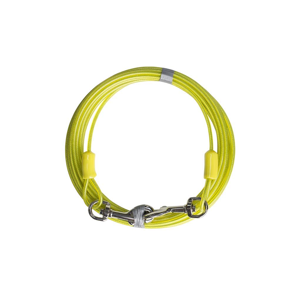 Bv Pet Tie Out Cable For Dogs Up To 90/125/ 250 Pounds, 25/30 Feet (35Lbs/ 15Ft/ Yellow)