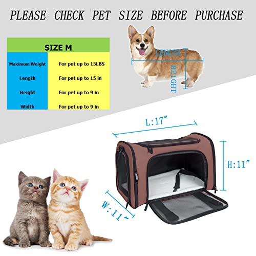 Nextfri Soft Sided Carrier For Small Medium Cats Dogs,Tsa Airline Approved Collapsible Travel Pet Carrier (Medium, Brown)