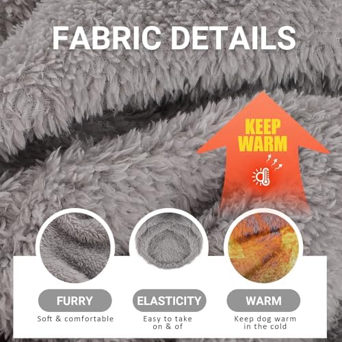 Dog Sweater Hoodie Fleece Warm Fuzzy Velvet Sweaters Winter Clothes For Small Dogs Girl Boy (Gray, Medium)