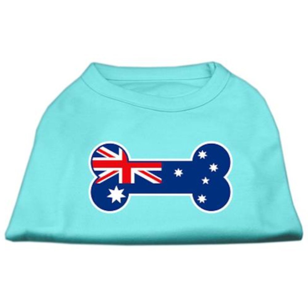 Pet Dog & Cat Shirt Screen Printed, &quot;Bone Shaped Australian Flag&quot; Aqua XL (14-20 lbs.)
