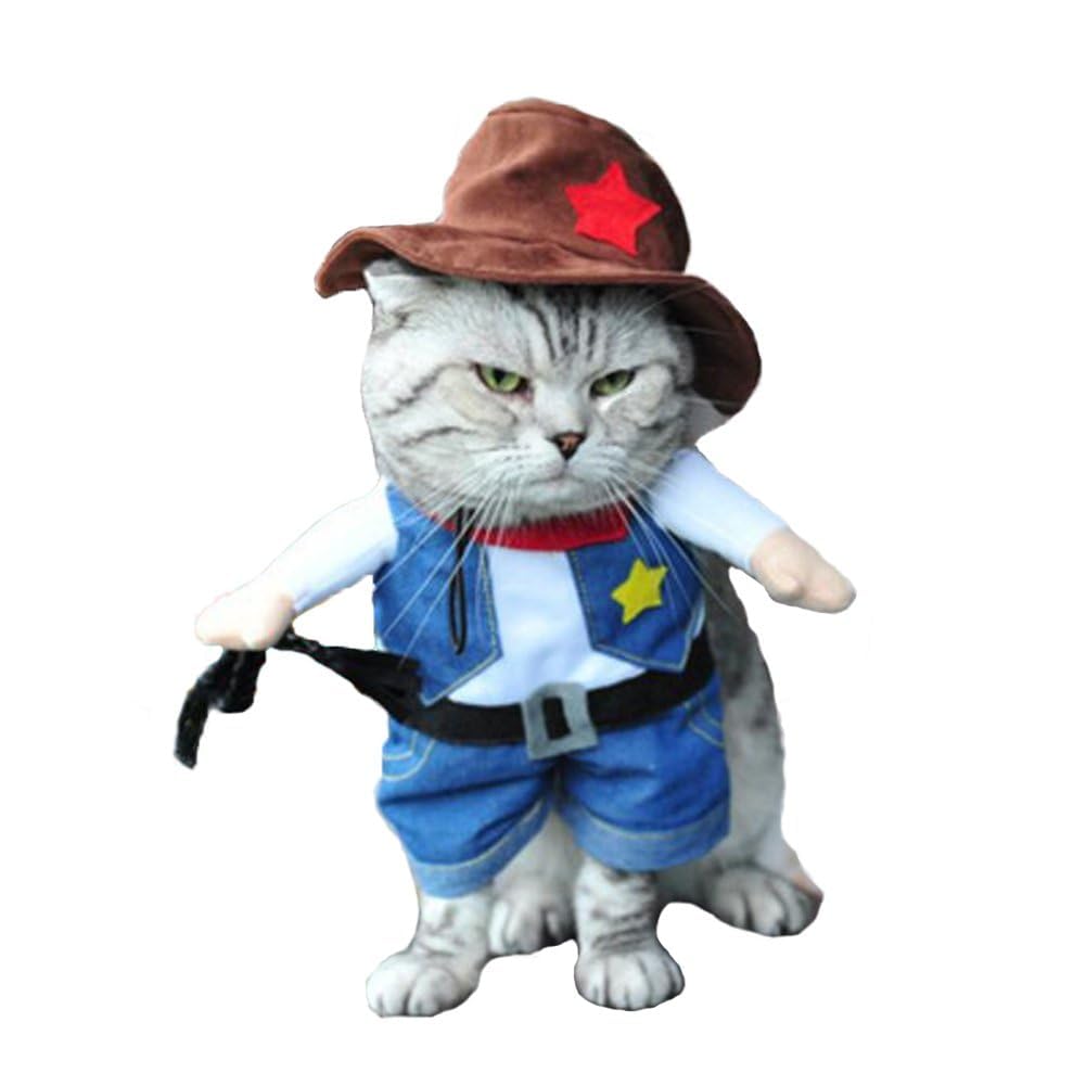 Hotumn Cowboy Dog Costume with Hat Dog Clothes Halloween Costumes for Cat and Small Dog(S)