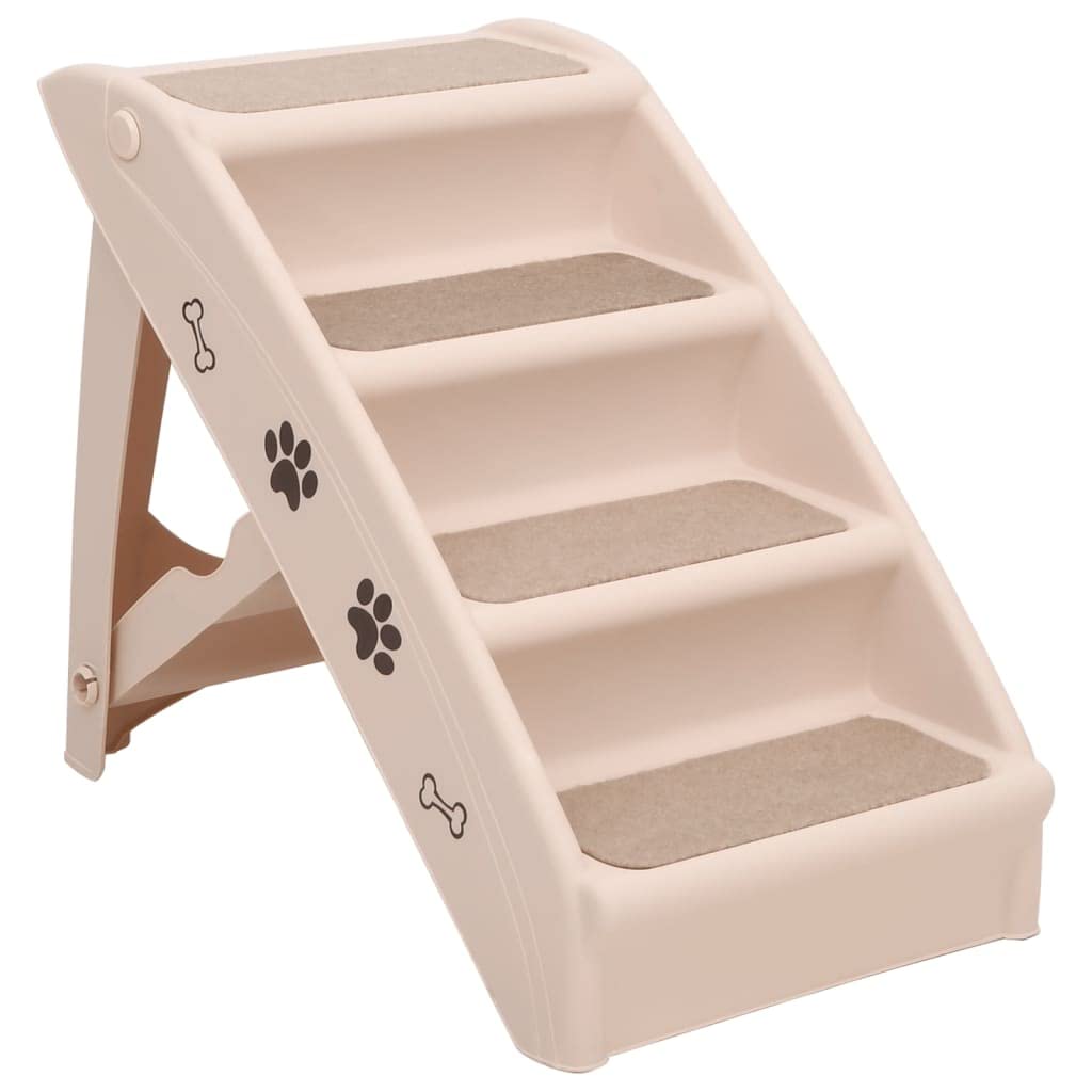 vidaXL Foldable Dog Stairs Cream 62x40x49.5cm