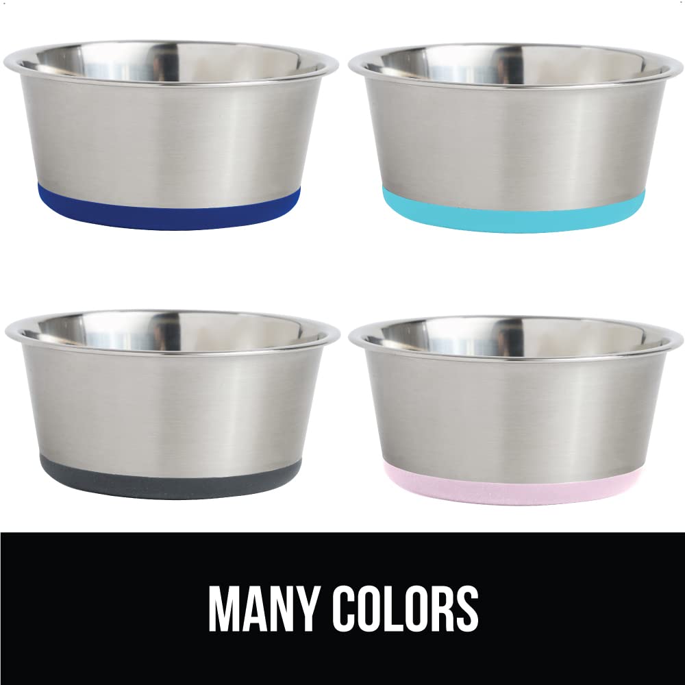 GORILLA GRIP Set of 2 Dog Bowls, Heavy Duty Metal Food and Water Bowl for Feeding Dogs and Cats, Dishwasher Safe, Rust Resistant