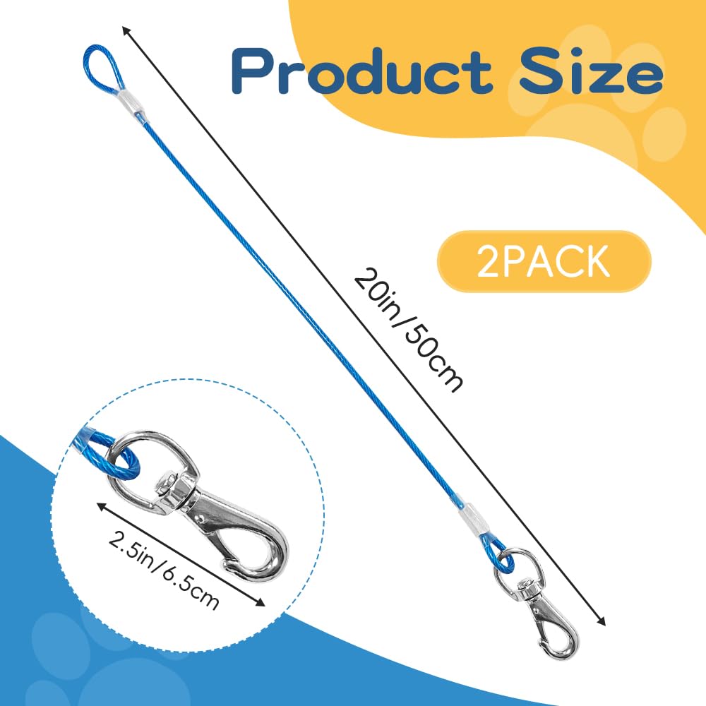 Mi Metty Chew Proof Dog Leash,2Pack Extension Metal Cable Lead,No Tangle Dual Dog Leashes,Multiple Leash for 2 Dogs,DHeavy Duty