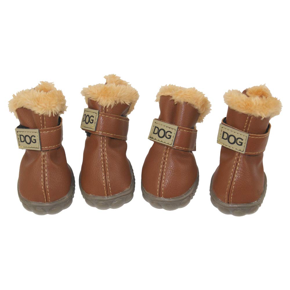 Winsoon Dog Australia Boots Pet Antiskid Shoes Winter Warm Skidproof Sneakers Paw Protectors 4-Pcs Set (Size 6, Light Brown)