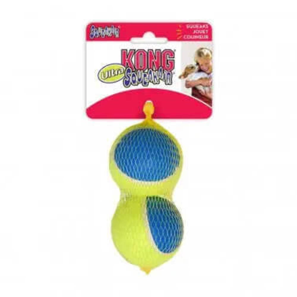 KONG Squeakair Ultra Balls - Premium Squeak Tennis Balls for Medium Dogs, Gentle on Teeth, Yellow, 3 Pack, Model AUT2