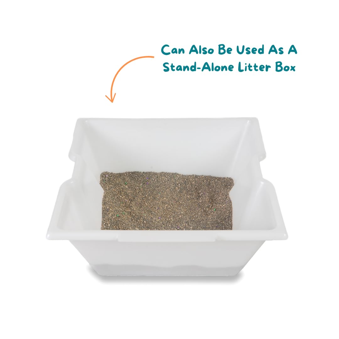 Good Pet Stuff, Litter Box Liner Tray For The Courtyard Hidden Litter Box Planter, Reusable Litter Tray, Easy To Clean, Odorless, Sustainable, Durable, Square, White Litter Box Liner