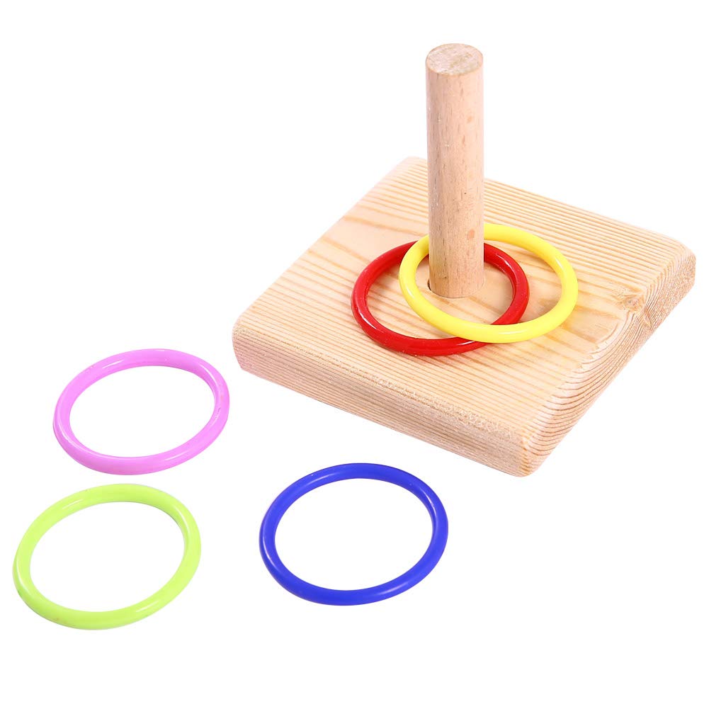 Qbleev Bird Training Ring Toy, Parrot Trick Tabletop Toys, Bird Educational Toys, Stacking Color Rings,Bird Cage Toys