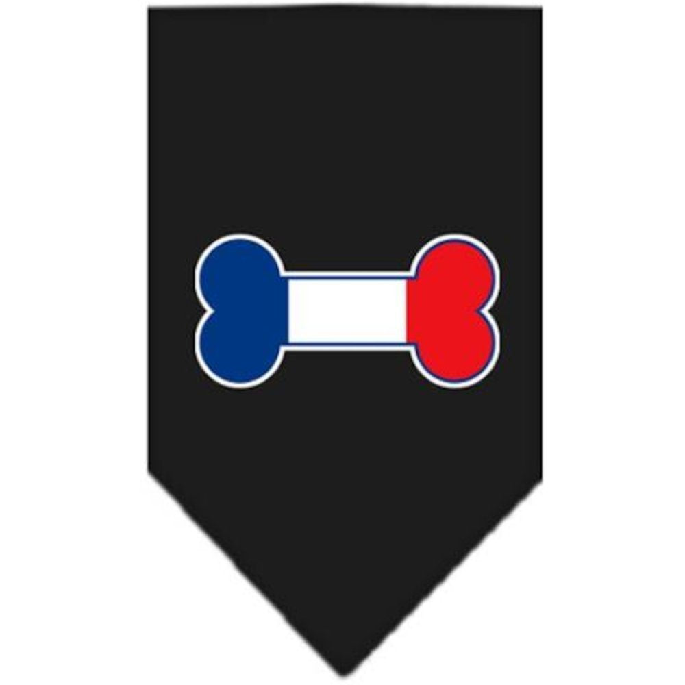 Mirage Pet Products Bone Flag France Screen Print Bandana for Pets, Large, Black