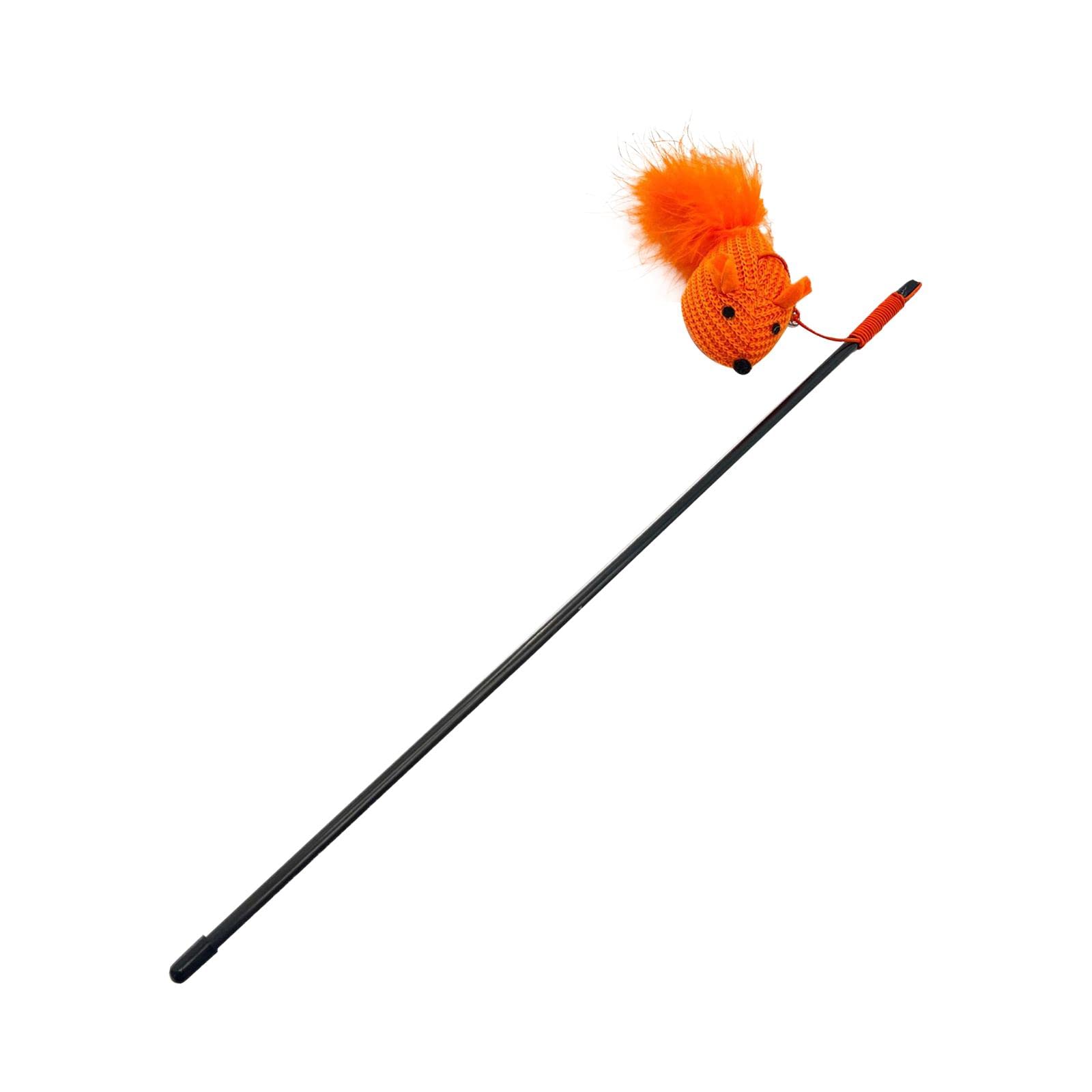Ecomistiq Cat Teaser Wand Toy Playing Dog Training Puppy Interactive Toys Orange| Toys| Supplies |Pet