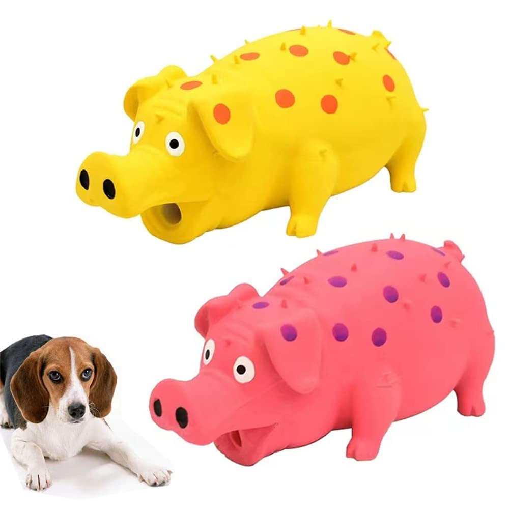 ZHENJIER Squeaky Pig Dog Toys, 2 Pack Grunting Pig Dog Toy That Oinks Grunts for Small Medium Large Dogs, Grunting Pig Sound Pla