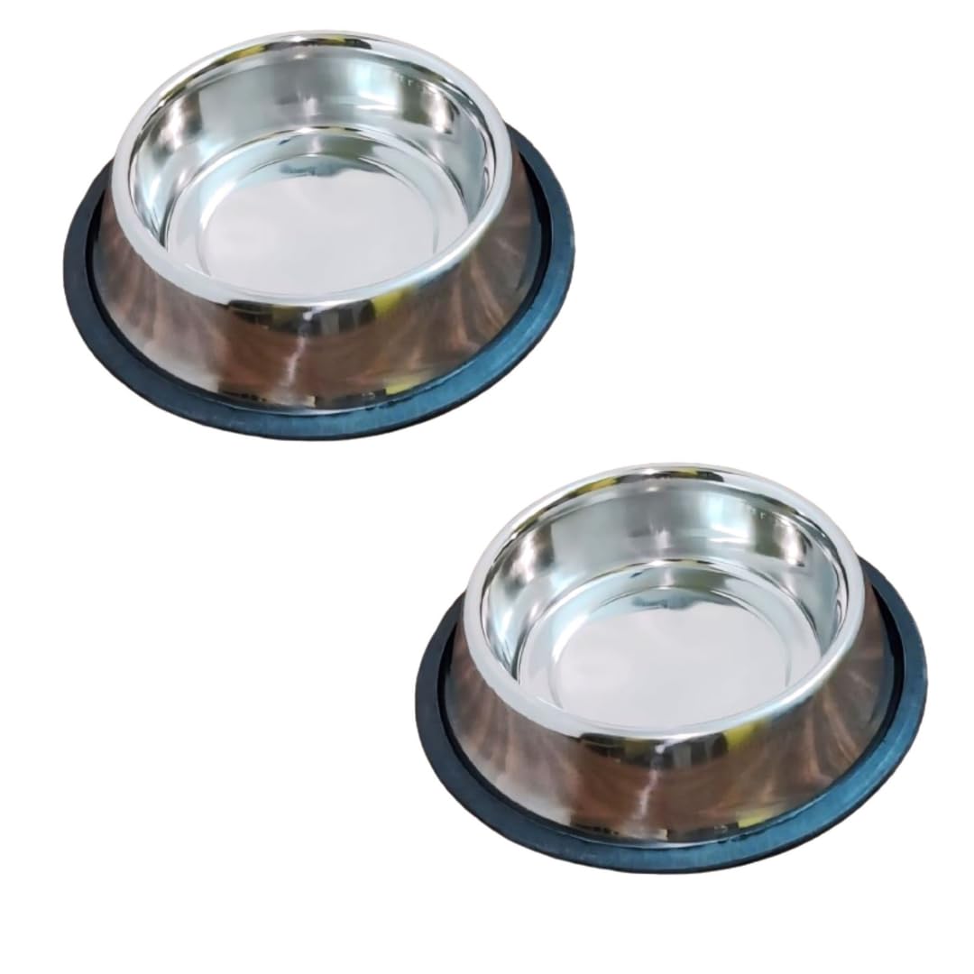 Hash Shoppe (Pack Of 2) Upgrade Your PetS Dining: Stainless Steel Bowl With NonSlip Rubber Base