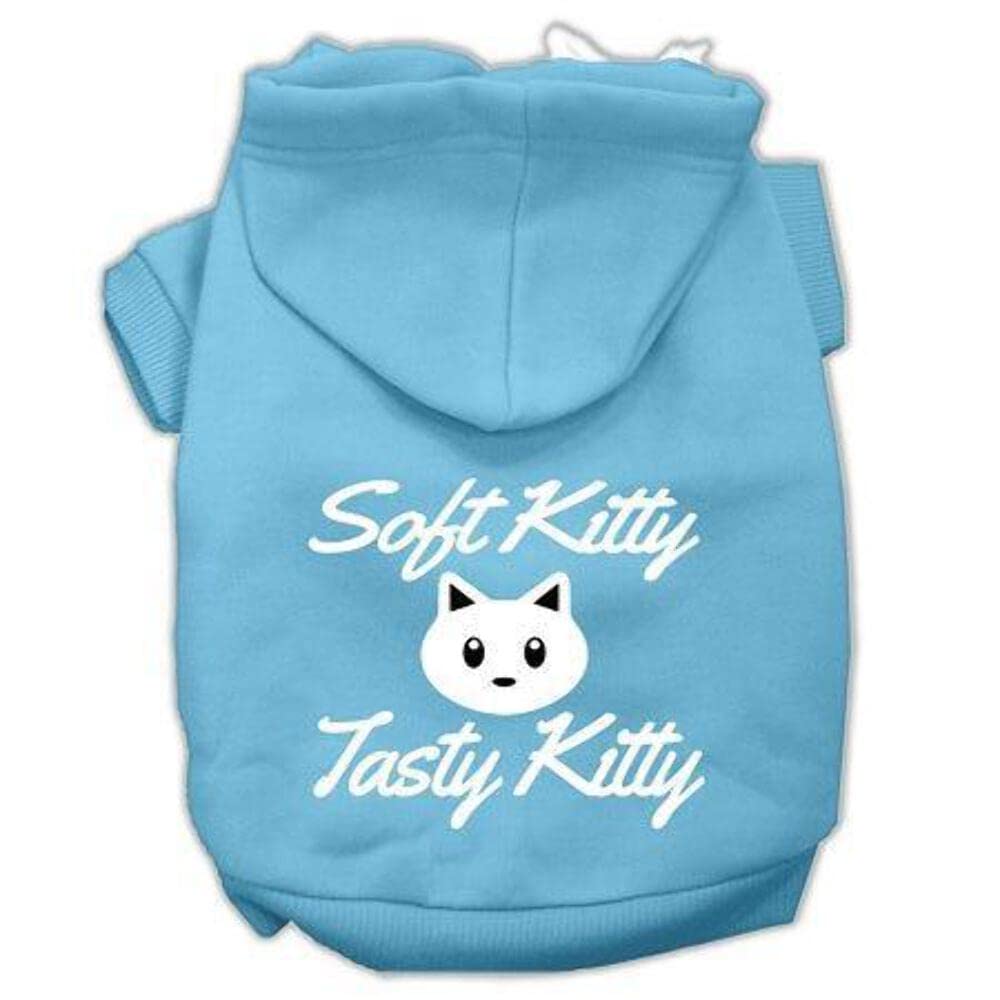 Pet Dog & Cat Hoodie Screen Printed, Soft Kitty, Tasty Kitty Bright Pink LG (10-14 lbs.)