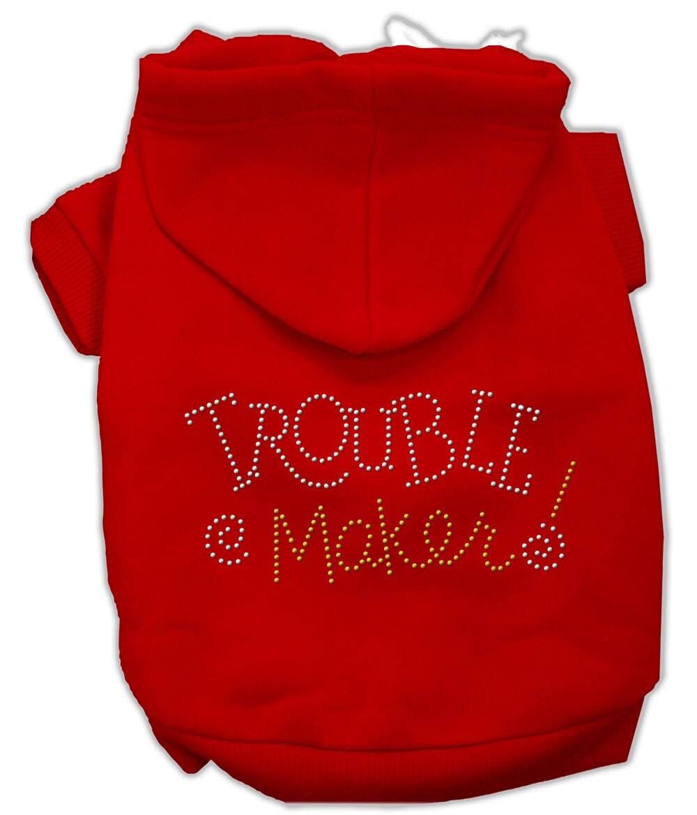 Mirage Pet Products 54-80RD Trouble Maker Rhinestone Red Hoodie, 3X-Large