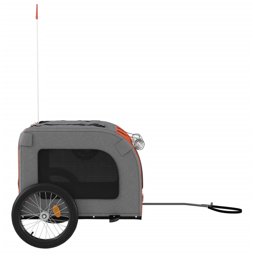 'Vidaxl Pet Bike Trailer In Red And Gray Oxford Fabric And Iron - Comfortable, Versatile And Safe - Ideal For Small Dogs And Other Pets'
