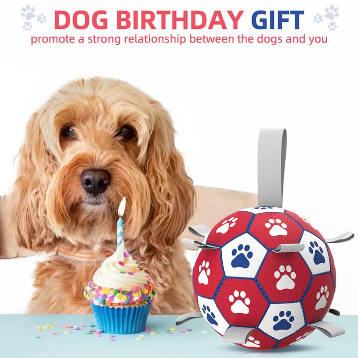 Dog Balls, Interactive Dog Toys For Tug Of War, Dog Soccer Ball With 9 Nylon Straps For Indoor Outdoor, Dog Toys For Small Dogs