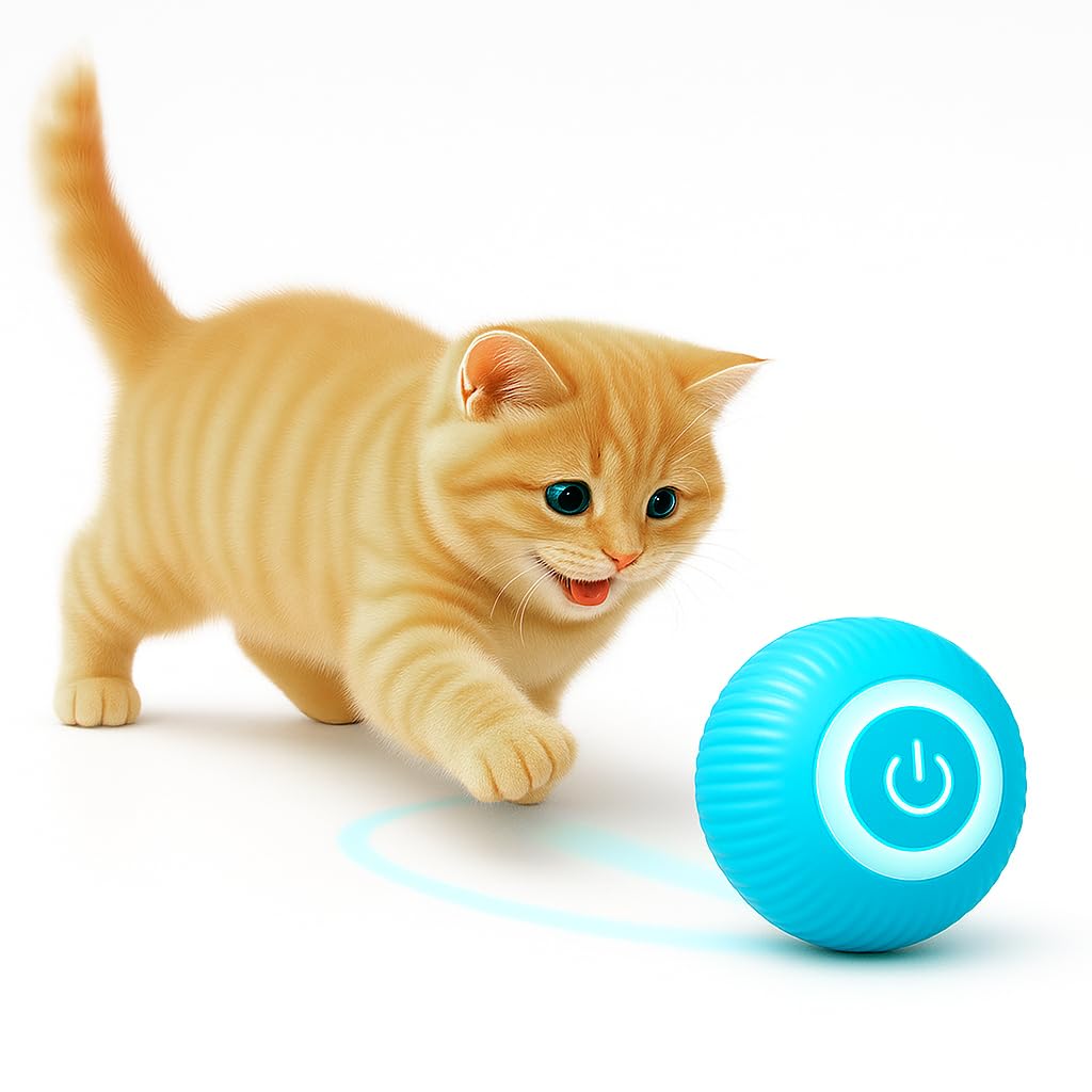 Buraq 360 Smart Gravity Self Roller Ball Cat Toy, TypeC Charge, Interactive Toys, Automatic Rolling Smart Ball
