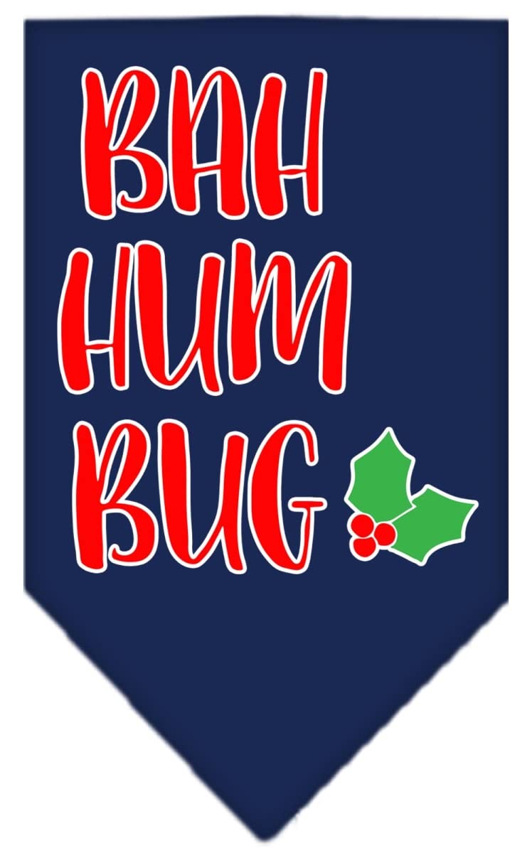 Christmas Pet and Dog Bandana Screen Printed, "Bah Humbug" Navy Blue Small
