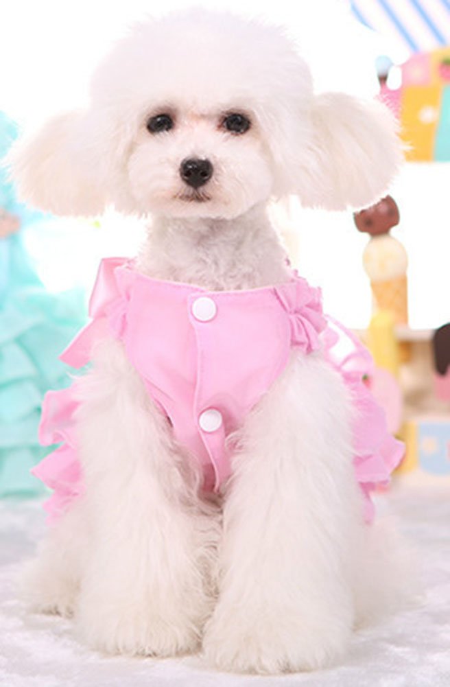 Marupet Fashion Sweet Puppy Dog Love Printed Princess Skirt Pet Dog Pleated Camisole Tutu Dress Pink S