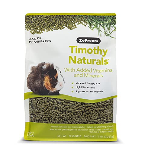Zupreem Timothy Naturals Pet Guinea Pig Food, 5 Lb - Made In Usa, Added Vitamins & Minerals, Timothy Hay