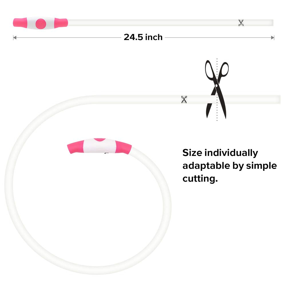 Led Dog Collar, Bseen Usb Rechargeable Flash Dog Necklace Light, Pet Safety Collar Makes Your Beloved Dogs Be Seen At Night For Small Medium Large Dogs(Pink)