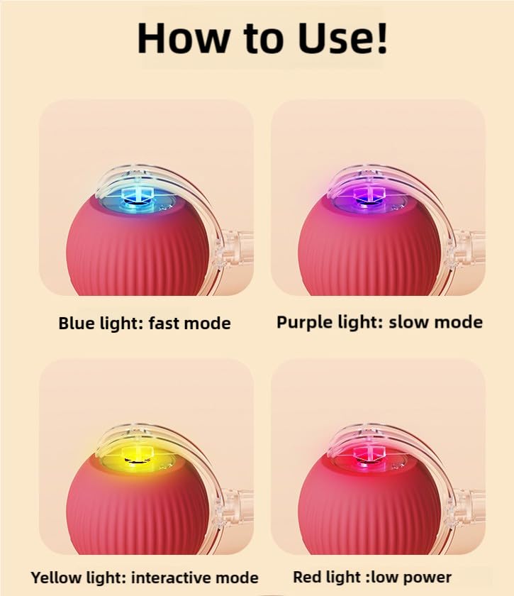 Interactive Cat Toy Rolling Ball With Tail Rope For Indoor Cats, Electric 360 Smart Automatic Moving Dog Toy To Keep Them Busy,