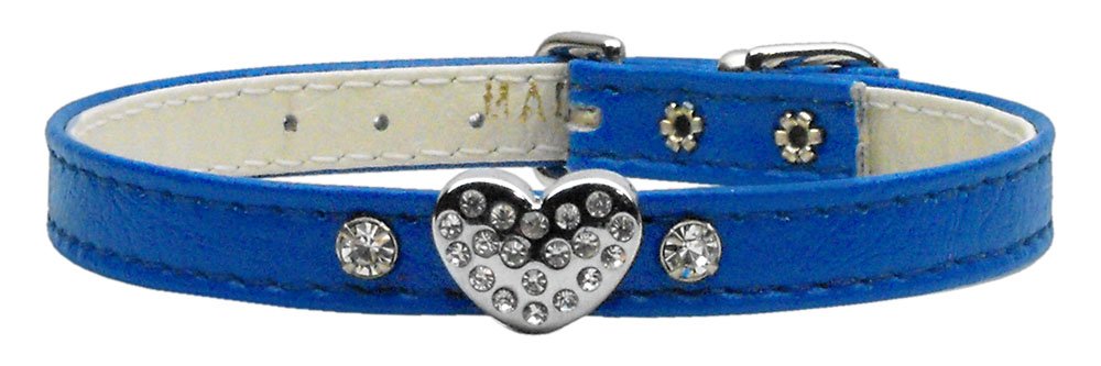 Mirage Pet Products 1 And 3 Heart Blue Pet Collars With Clear Hearts, 1 Heart, Size 10