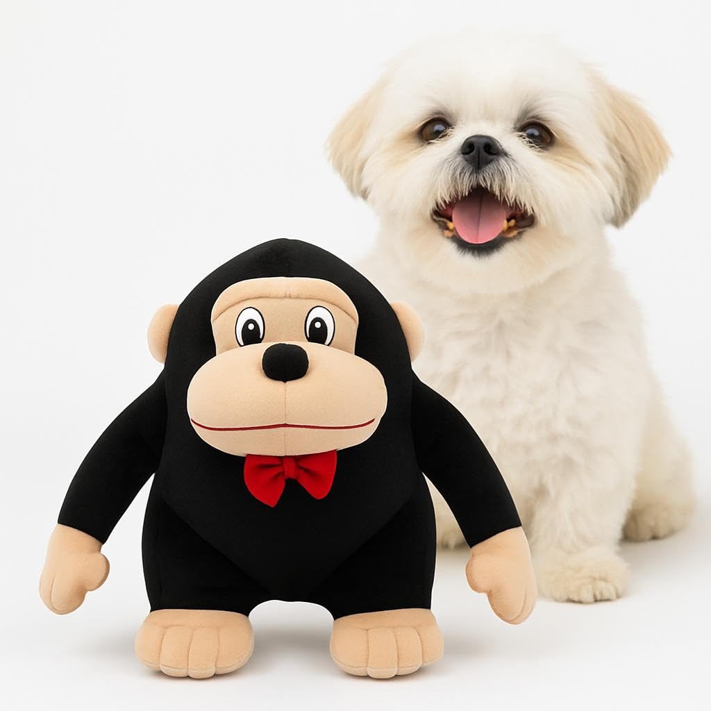 WAGGYTAILS Chimpanzee Premium Soft Toy for Dog (Made in Australia) 35 cm Interactive Pet Toy with Squeakers in Elbows, Soft Dura