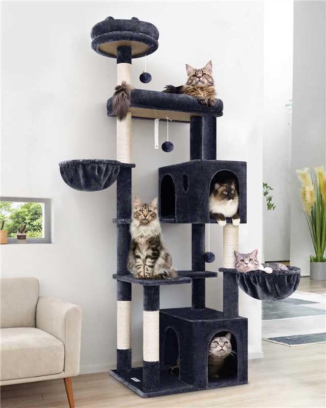 Globlazer F73 Heavy Duty Cat Tower, 73' Tall Cat Tree For Multiple Indoor Cats Large Adult, Multi-Level Cat Tower With 5 Scratc