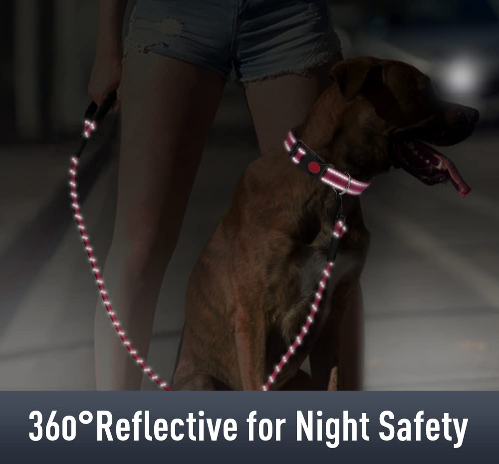 Erbine Airtag Dog Collar For Medium Dogs, Reflective Dog Collars With Airtag Holder, Soft Padded & Safety Locking Buckle, Nylon Pet Collar Adjustable For All Breeds, Hotpink