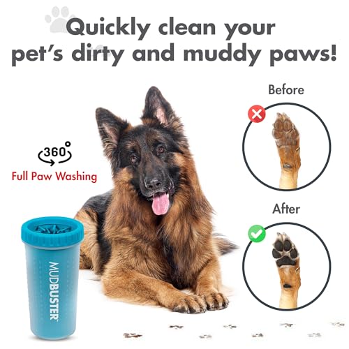 Dexas Blue Large Dog Paw Cleaner For Dogs - Premium Quality Pet Supplies And Dog Accessories - Easy To Use And Clean, Mess Free, Essential Dog Product