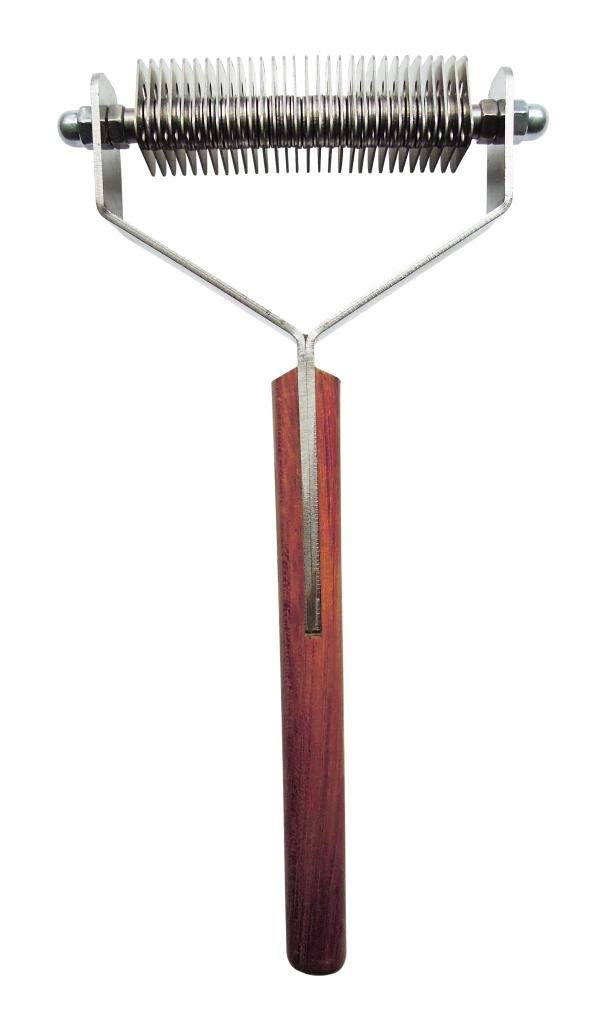 Mars Coat King Double Wide De-Matting Undercoat Grooming Rake Stripper Tool For Dogs And Cats, Stainless Steel With Wooden Handle For Thick Coats, 30-Blade Stripper For Groomers, Pet Owners