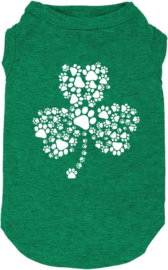 Dog Apparel Lucky Boy Letter Print Clover Shirts For Small Large Dog Vest Puppy Gift St Patrick'S Day Costume(Small,Green02)