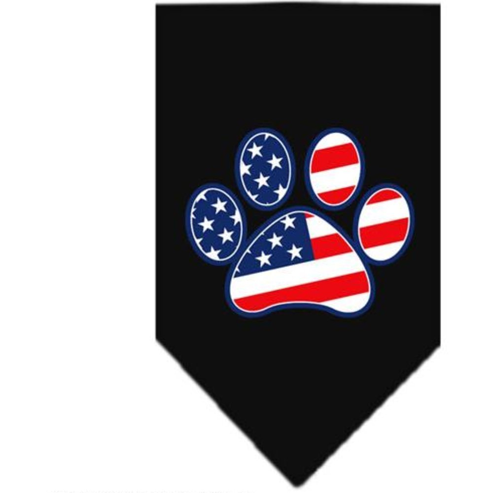 Pet and Dog Bandana Screen Printed, &quot;Patriotic Paw&quot; Black Large