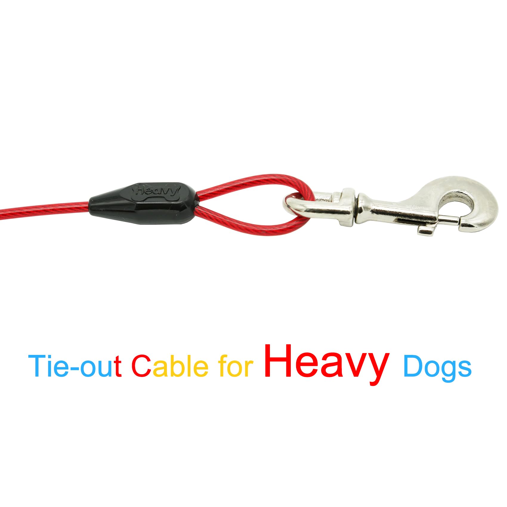 Petest 40Ft Tie-Out Cable With Crimp Cover For Heavy Dogs Up To 125 Pounds