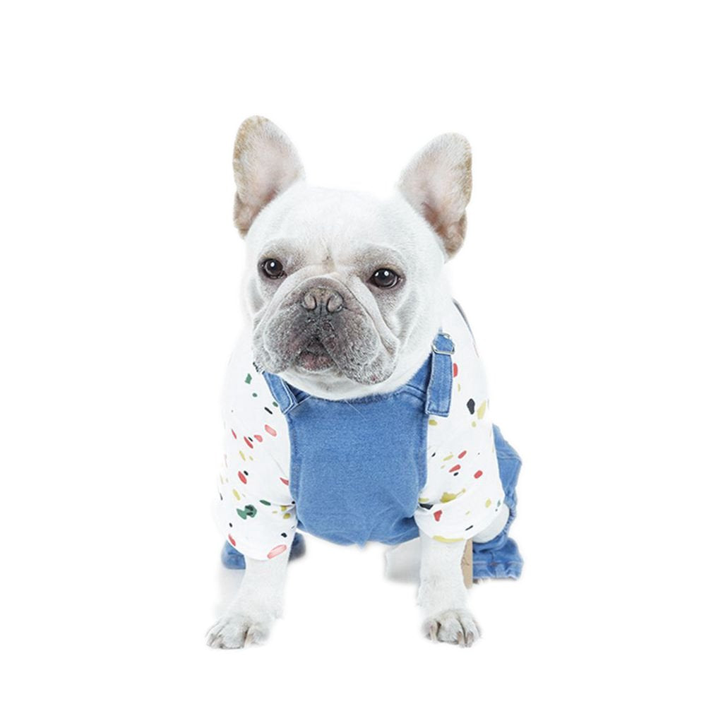 Leowow Pet Dog Denim Clothes Small Dogs Cowboy Overalls Classic Puppy Vintage Clothes Cat Apparel-S/M