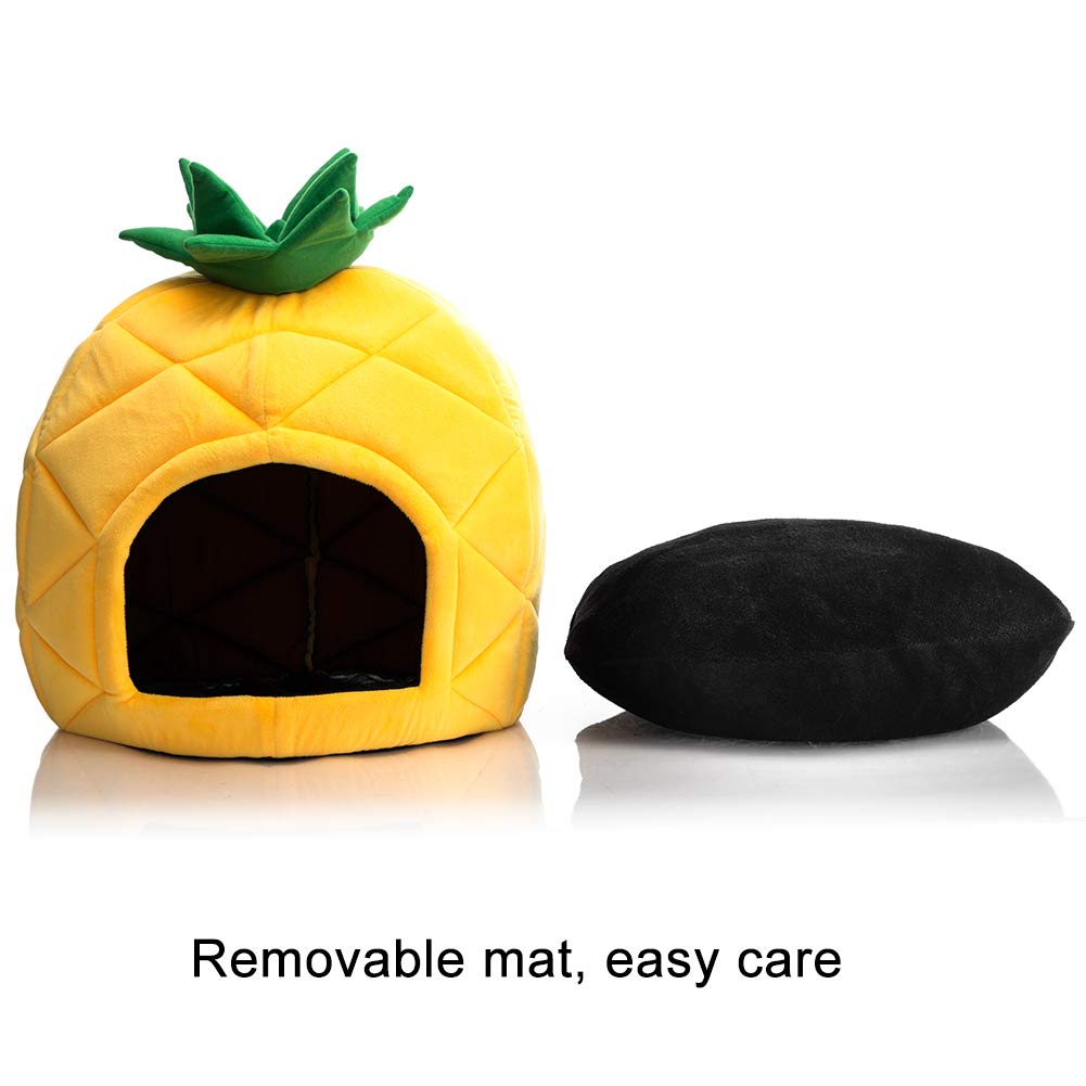 Hollypet Cozy Pet , Warm Cave Nest Sleeping Bed Pineapple Shape Puppy House For Cats And Small Dogs, Yellow