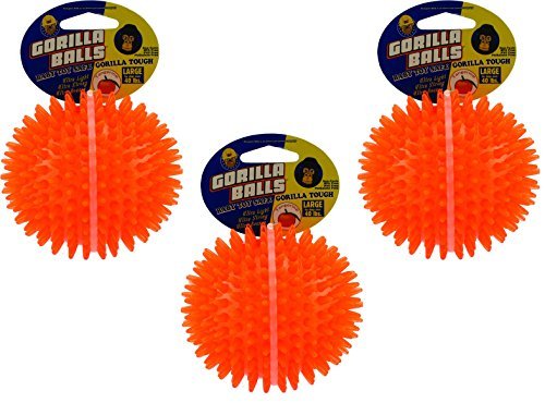 Petsport 4'' Gorilla Spiky Ball Floating Dog Toy (3 Pack) - Large | Vanilla Scented Super Durable Tpr Rubber | Ultra Light, Stro
