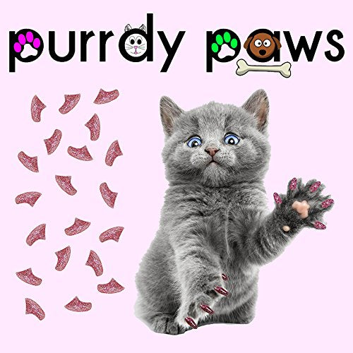 Purrdy Paws Soft Nail Caps For Cat Claws Pink Glitter Medium