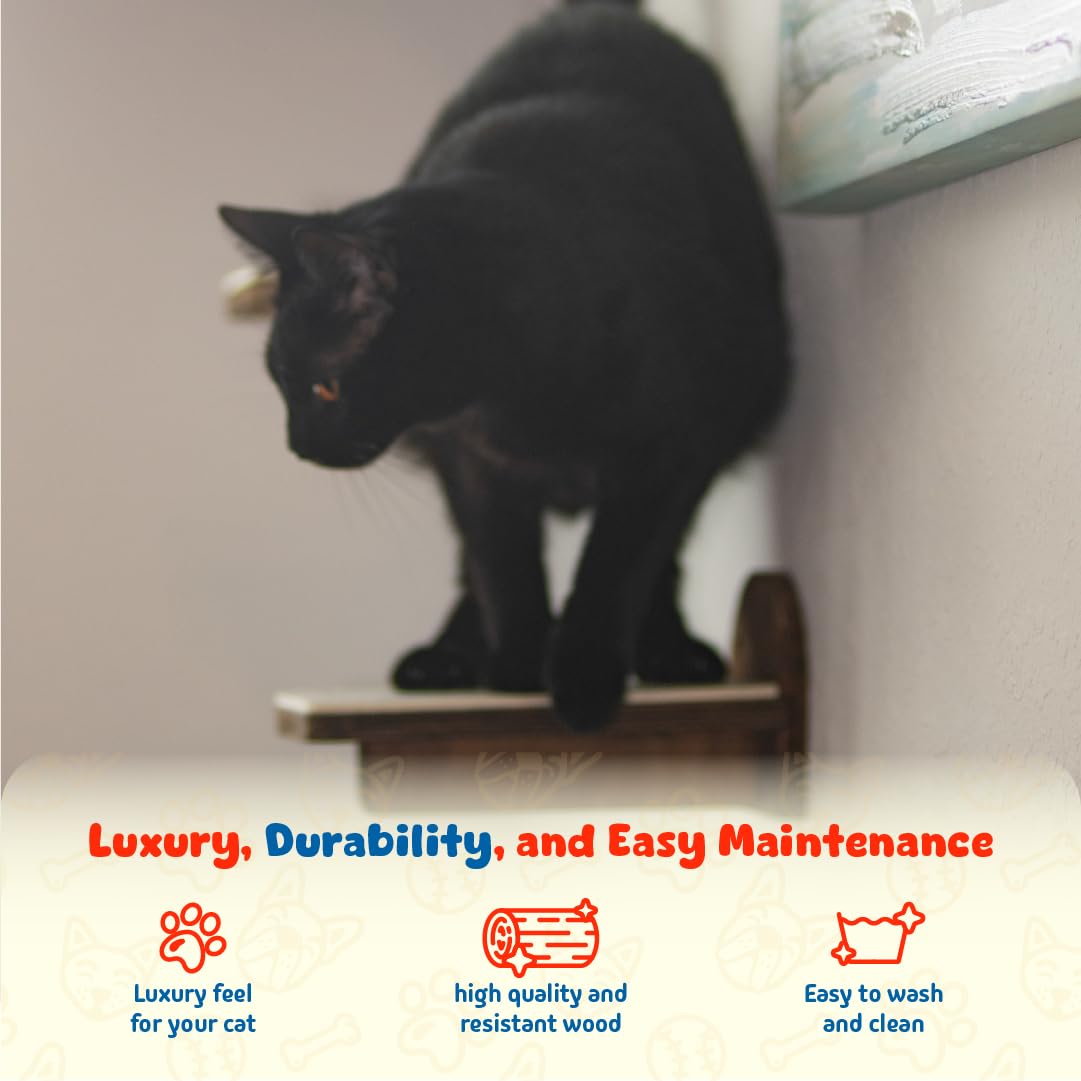 Daphinx Cat Wall Shelves, 2 Steps, 1 Corner Shelf. Wall Mounted Cat Furniture, Cat Climbing Shelves, Large Cats Climber Set, Dar