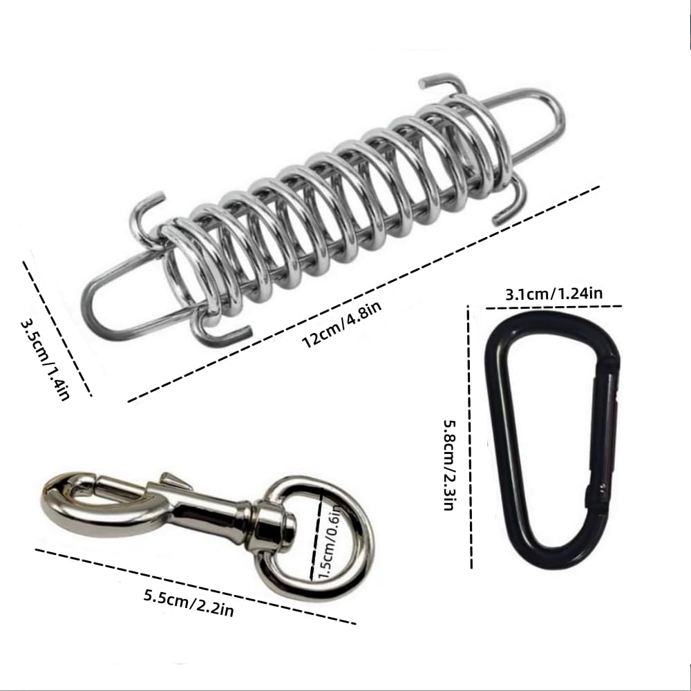 Dog Leash Metal Shock Absorbing Spring Buckle Sun Shade Spring Heavy Duty Steel Tent Rope Fixed Buckle Tensioner For Outdoor Camping Dog Training,Swing