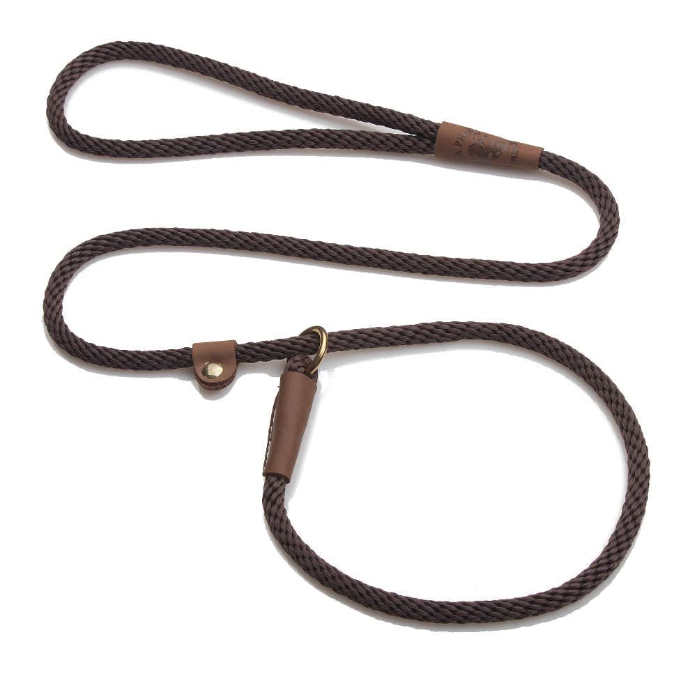 Mendota Pet Slip Leash - Dog Lead And Collar Combo - Made In The Usa - Brown, 3/8 In X 4 Ft - For Small/Medium Breeds