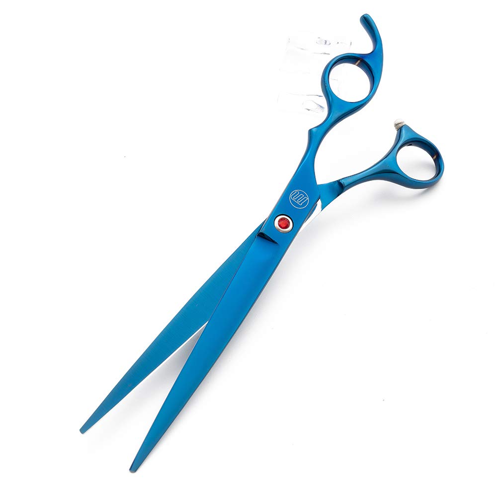 Moontay Professional 8.0' Dog Grooming Scissors Set, 4-Pieces Straight, Upward Curved, Downward Curved, Thinning/Blending Shears For Dog, Cat And Pets, Jp Stainless Steel, Blue