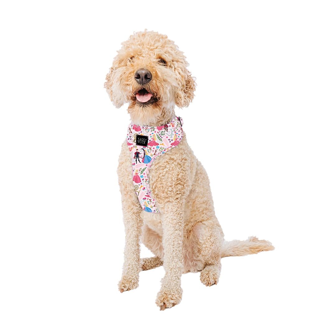 Sassy Woof Dog Adjustable Harness - Disney Princess Sleeping Beauty Aurora - L, Breathable Mesh, No Pull Design With Two D-Rings