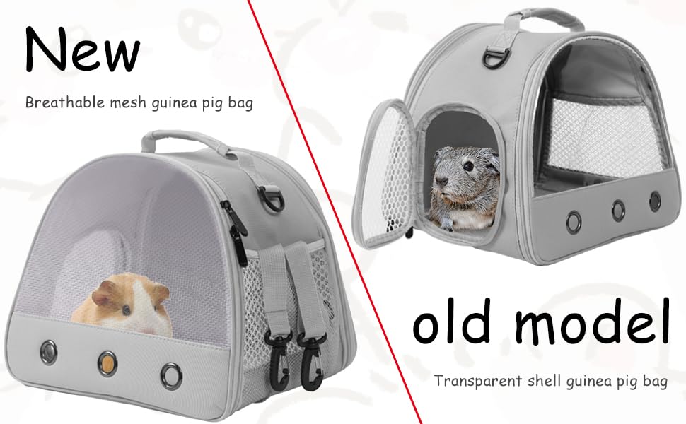Guinea Pig Carrier Backpack, Clear Bubble Window Backpack For Guinea Pig, Bunny Rat Bird (Grey, Upgraded Mesh)