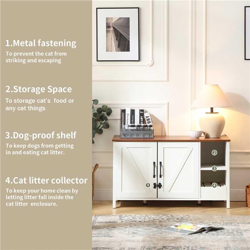 FOREST GRAVITY 41.3   Cat Litter Enclosure,Adjustable Shelf for Dog Proof and Storage,Locks Added for Cat, Litter Collector,Sm
