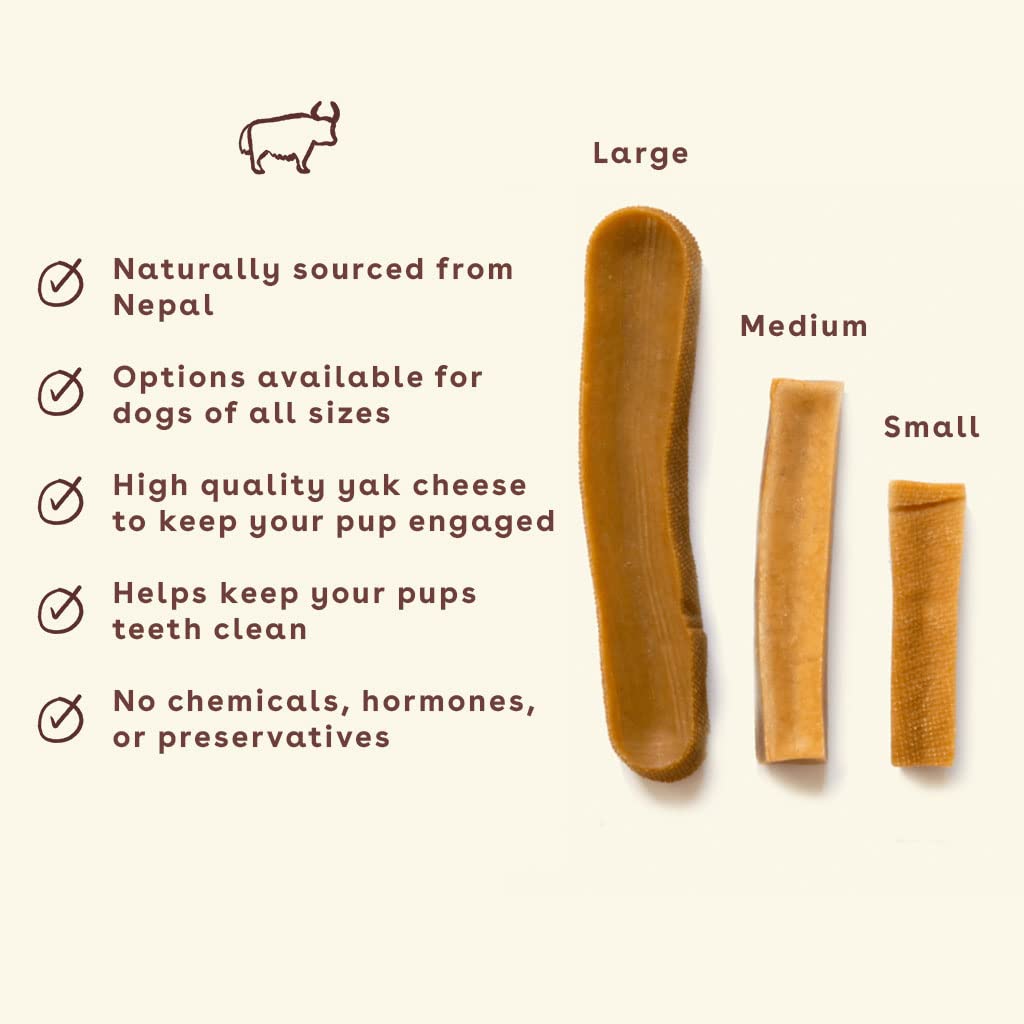 Pupford Yak Cheese Chews for Dogs & Teething Puppies, Natural, Long-Lasting Himalayan Dental Treats (3 Pack Medium)