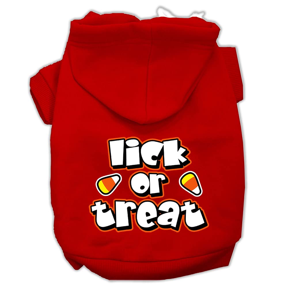 Halloween Pet, Dog & Cat Hoodie Screen Printed, 'Lick Or Treat' Red Lg (10-14 Lbs.)